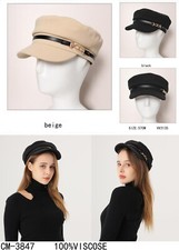 Beige Baker Boy Hat with Gold