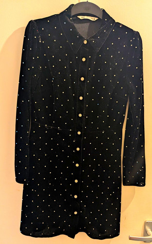 Zara black velvet rhinestone - black,