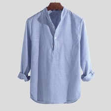 Mens Collarless Shirts Vintage