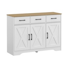 Wooden Farmhouse Sideboard 3 Drawers and 3 Doors Kitchen Buffet Storage Cabinet