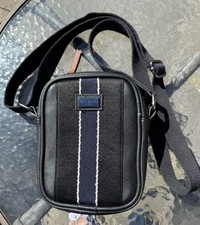 Ted Baker  Men's Flight Travel Cabin Faux Leather Striped Shoulder Bag