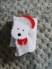 Westie Dog Xmas Brooch