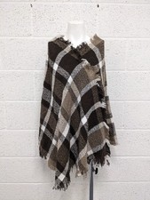 Frank Usher Check Poncho Brown One-Size - New