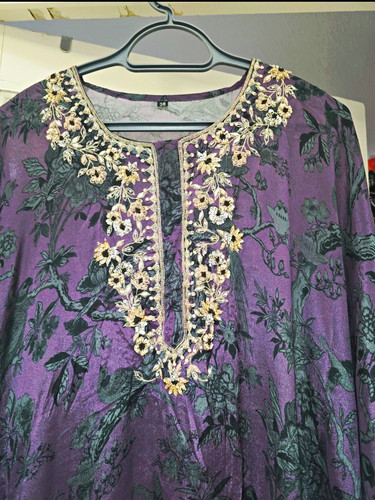 Embroidered purple floral - embroidered,