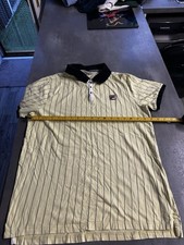 Retro Fila BB1 Polo Shirt Yellow Small Striped 80s Casuals Vintage
