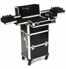 Cosmetic makeup nail polish varnish beauty vanity hair trolley case storage Blac