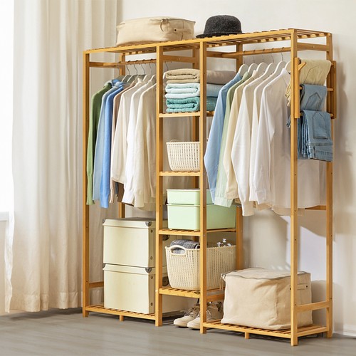Wooden garment rack - wooden, clothes