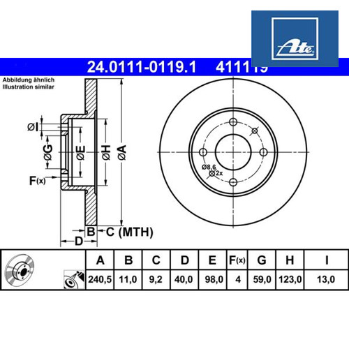 Brake disc ate 0111 0119 - disc,
