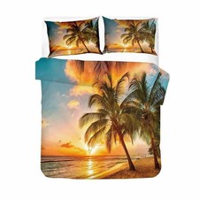 Palm Tree Beach Sunset Quilt