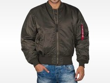 Alpha Industries MA-1 Bomber Jacket Anthracite Grey L Reversible Heavy Insulated