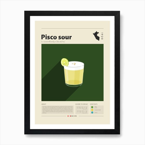 Pisco sour art print - art,