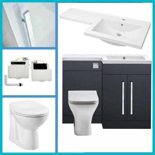 Bathroom grey vanity furniture - bathroom,
