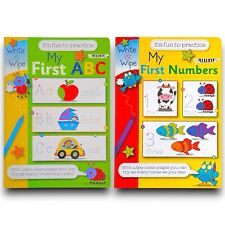 Kids Learning Books ABC Numbers Writing Reading Wipe Clean Pages Fast Shipping
