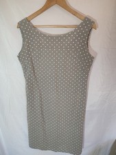 Alice Collins Dress UK 10 Linen/Cotton Summer/Wedding Shift Grey White Spotty