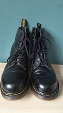 DR. MARTENS WOMEN'S AIR WAIR ANKLE BOOTS BLACK LEATHER BOUNCING SOLES SIZE 5