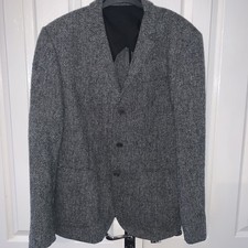 Grey Herringbone Pure Wool