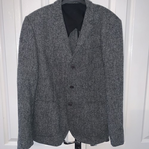 Grey herringbone pure wool - pure,