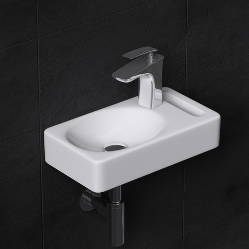 Cloakroom wall hung basin - hung,