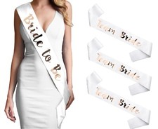 Hen Party White Satin Sash - Team Bride & Bride To Be - Matching Group Sashes