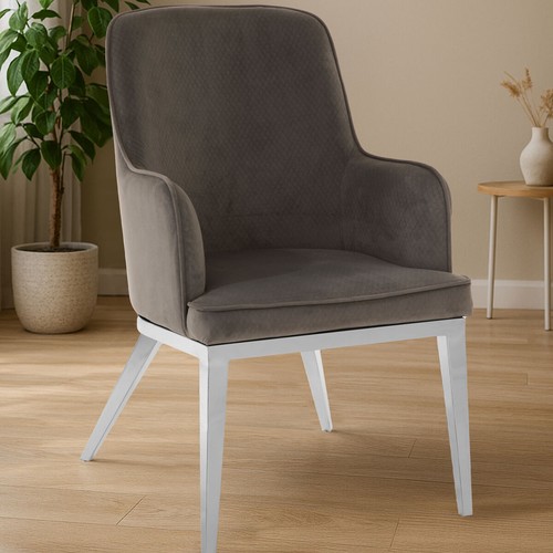 Eliza grey velvet dining chair - grey,