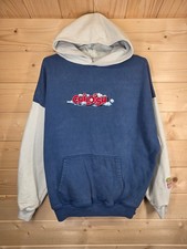 Childish Theme Park Hoodie Mens Medium Blue White Graphic Print Oversized TGFbro