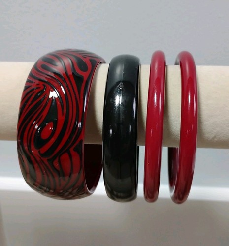 Burgundy red black bangle - burgundy,