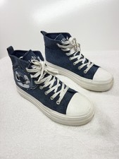 Disney x Primark Stitch platform Sneakers hi tops trainers size 8 uk blue white 