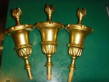 da type flamb - 3 off  gold painted wood  flambeau  LONG CASE clock FINIALS