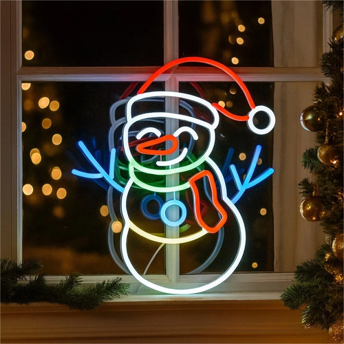Christmas snowman neon - christmas,