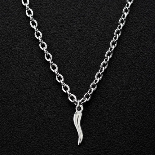 Silver italian horn necklace - italian,