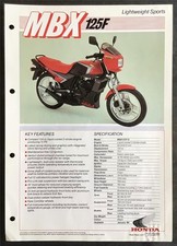 HONDA MBX125F LIGHTWEIGHT SPORTS MOTORCYCLE Sales Specification Leaflet Jan 1984