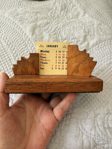Art deco oak desk calendar - art,