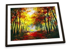 Forest Scene Fine Art Landscape Red FRAMED ART PRINT Picture Poster Artwork