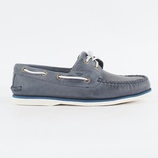 Mens Timberland Classic 2 Eyed 29588 Navy Blue Leather Lace Up Casual Boat Shoes