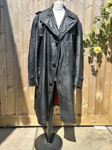 Vintage leather mac trench - leather,