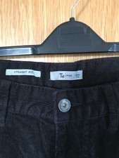 TU Man Black Cord Corduroy Zip Fly Jeans with Stretch 38w 32l