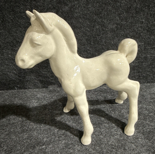 White porcelain horse figurine - white,