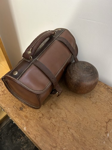 Antique lawn bowls - lawn, case