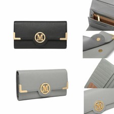 Ladies Long Faux Leather Purse with Phone and Card Holder, Clutch Wallet