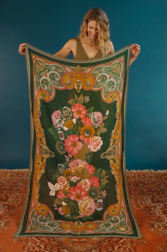 Powder folk art floral print - folk,