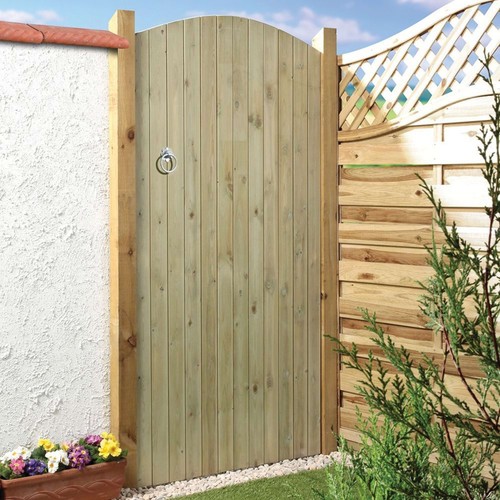 6ft wooden garden gate arched - wooden,