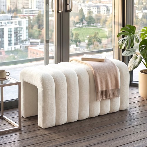 Shaped vanity bench dressing - u,
