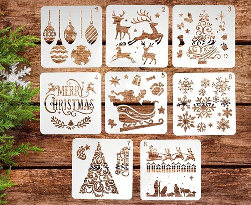Btorer 8pcs christmas stencils - 8pcs,