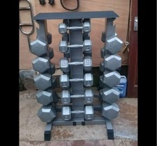 Hex Dumbbell Set 5-30kg with Vertical Rack Stand 11 Pairs