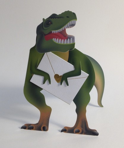 Rex dinosaur greeting - greeting, card