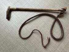 Antique Leather Riding Whip/ Crop & Long Lash Fox Hunting