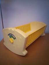 Fisher Price 1984 Vintage Rocking Musical Cot Baby Doll Crib dolls working 613