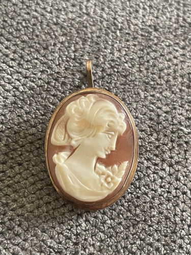 Antique 9ct gold cameo brooch - antique,