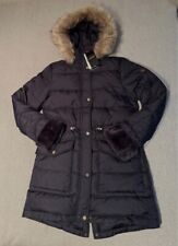 Ralph Lauren Women (XS) Faux Fur-Trim Hooded Down Coat Navy Brand New