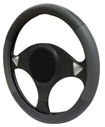 Grey black leather steering - grey/black,